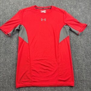 UNDER ARMOUR Mens Red/Grey Short Sleeved Compression Heat Gear Shirt Size Medium